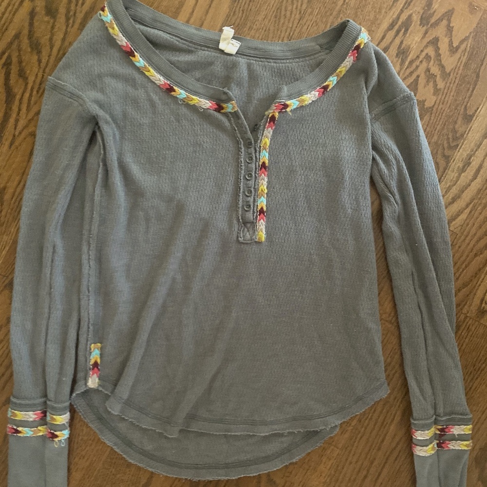 Free People Cuffed Henley Long Sleeve (Size XS)